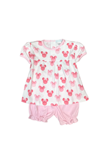 Lulu Bebe LLC Pink Minnie Pima Bloomer Set 18m
