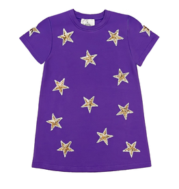 Belle Cher Purple & Gold Sequin Star Dress
