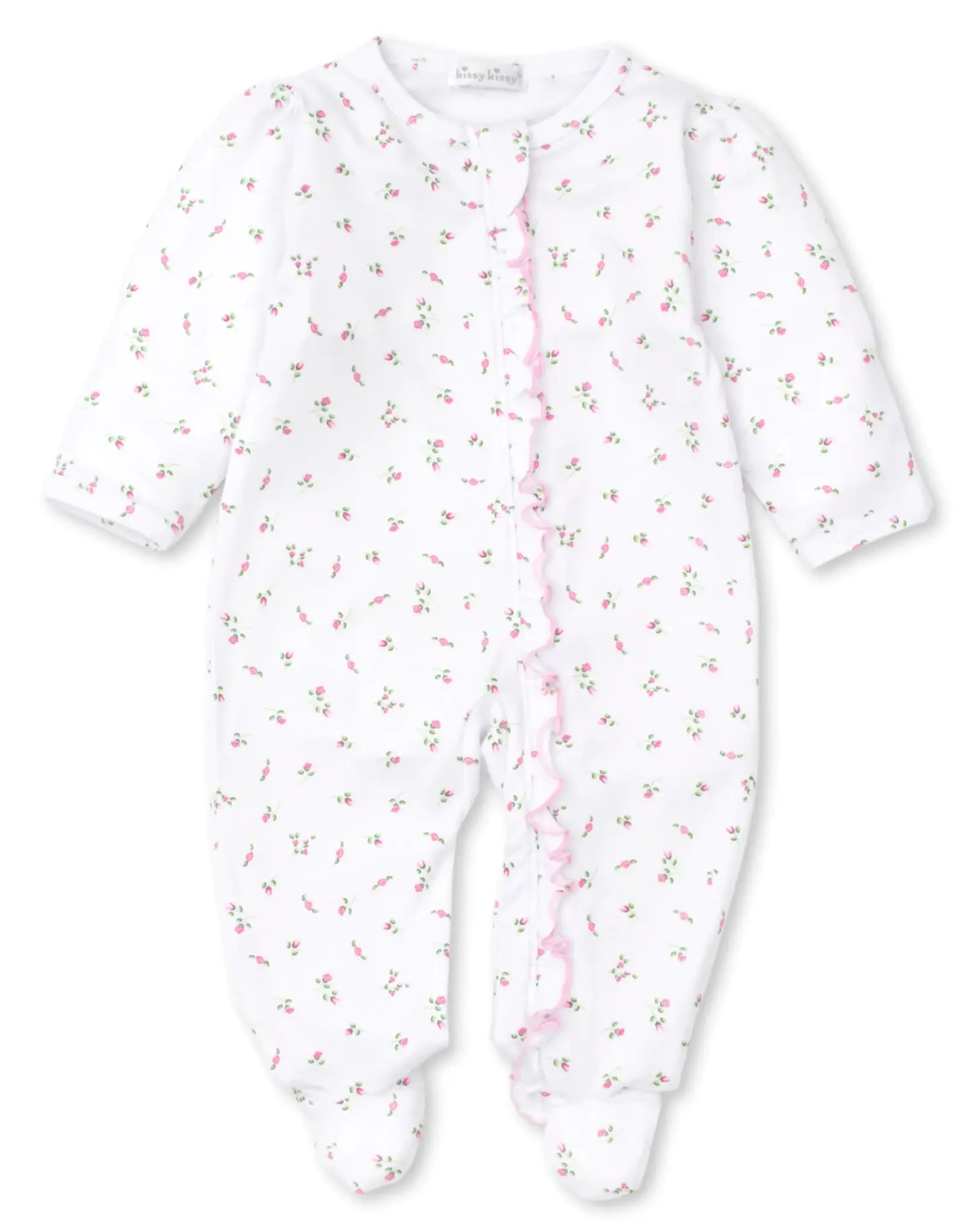 Kissy Kissy Garden Print Footie W/Ruffle Zipper, White