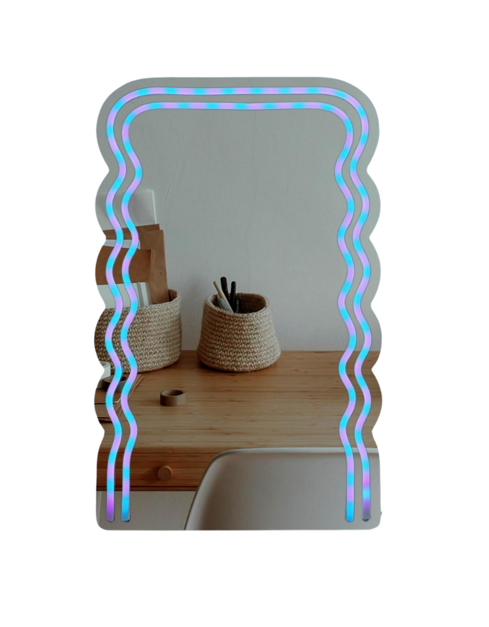 Wireless Express Wave Mirror with Multi Color LED