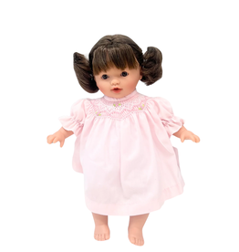 Rosalina Bella 10" Baby Doll, Brunette Pigtails w/ Pink Dress
