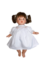 Rosalina Bella 10" Baby Doll, Brunette Pigtails w/ White Dress
