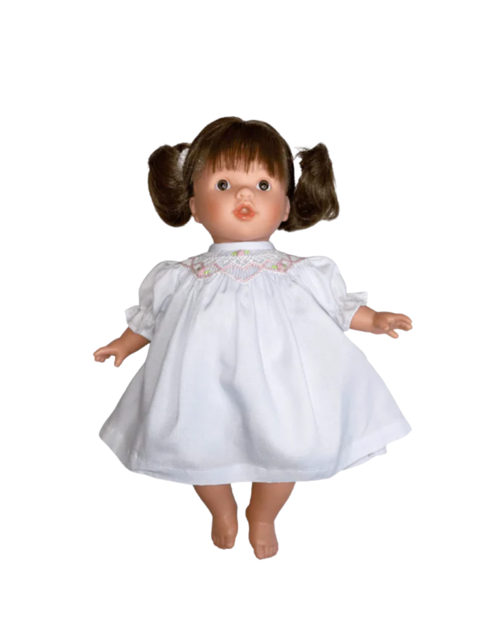 Rosalina Bella 10" Baby Doll, Brunette Pigtails w/ White Dress