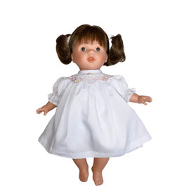 Rosalina Bella 10" Baby Doll, Brunette Pigtails w/ White Dress