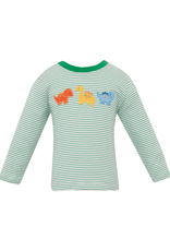 Claire and Charlie Dinosaur Knit Green Stripe LS Shirt