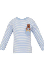 Claire and Charlie Labs Blue Knit Stripe Tshirt