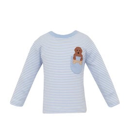Claire and Charlie Labs Blue Knit Stripe Tshirt