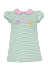 Claire and Charlie Dinosaur Knit Green Stripe A-Line