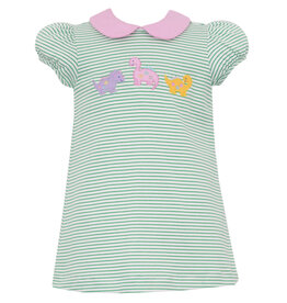 Claire and Charlie Dinosaur Knit Green Stripe A-Line
