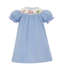 Petit Bebe Periwinkle Stripe Knit Golf Bishop Dress