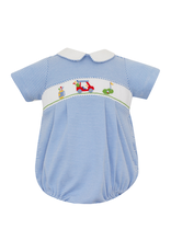 Petit Bebe Periwinkle Stripe Knit Golf Boy Bubble