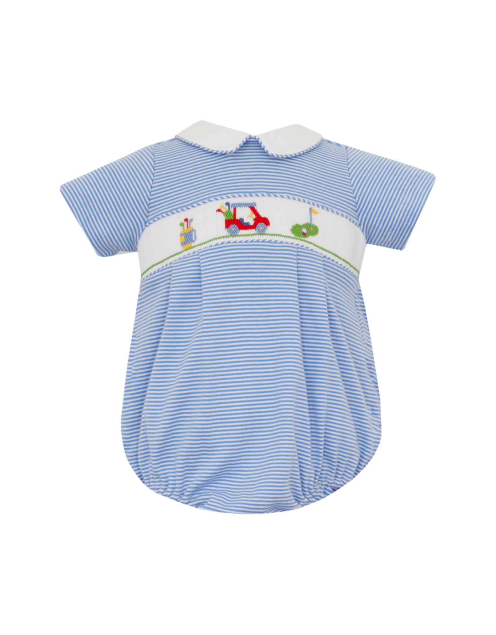 Petit Bebe Periwinkle Stripe Knit Golf Boy Bubble