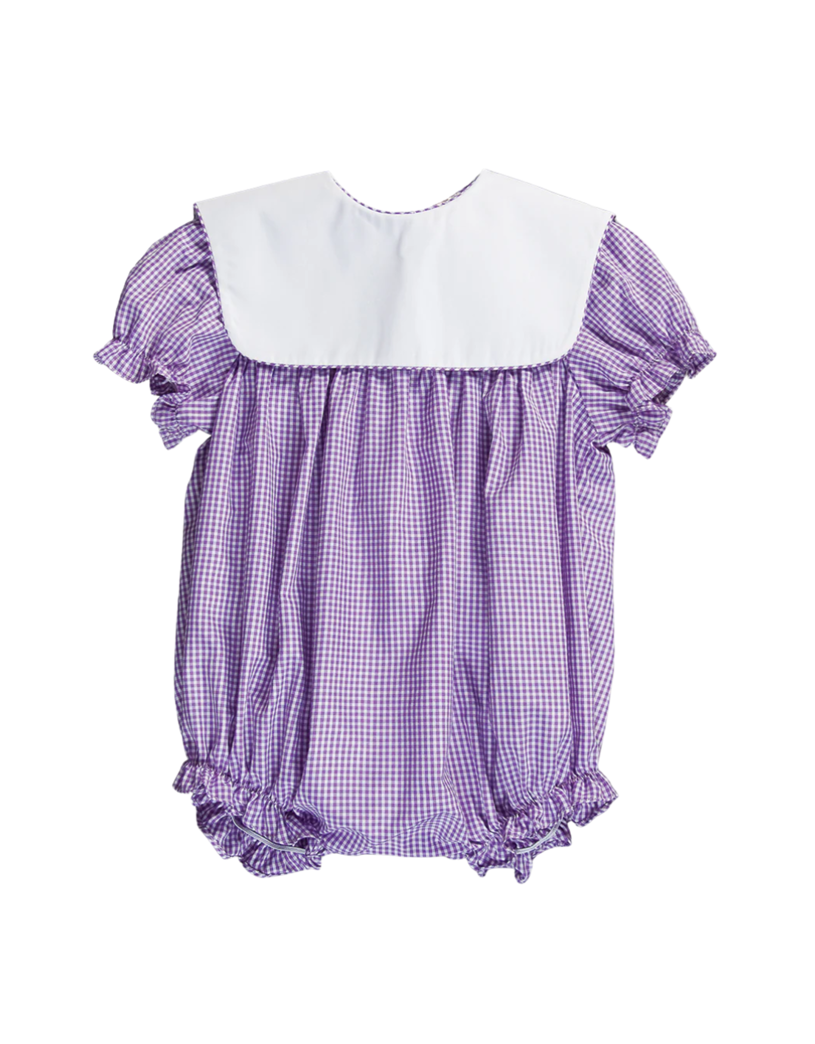 Rosalina Purple Gingham Girls Bubble w/ Square Collar