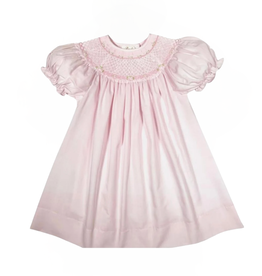 Rosalina Pink Bullion Rose Bishop Smocked Dress