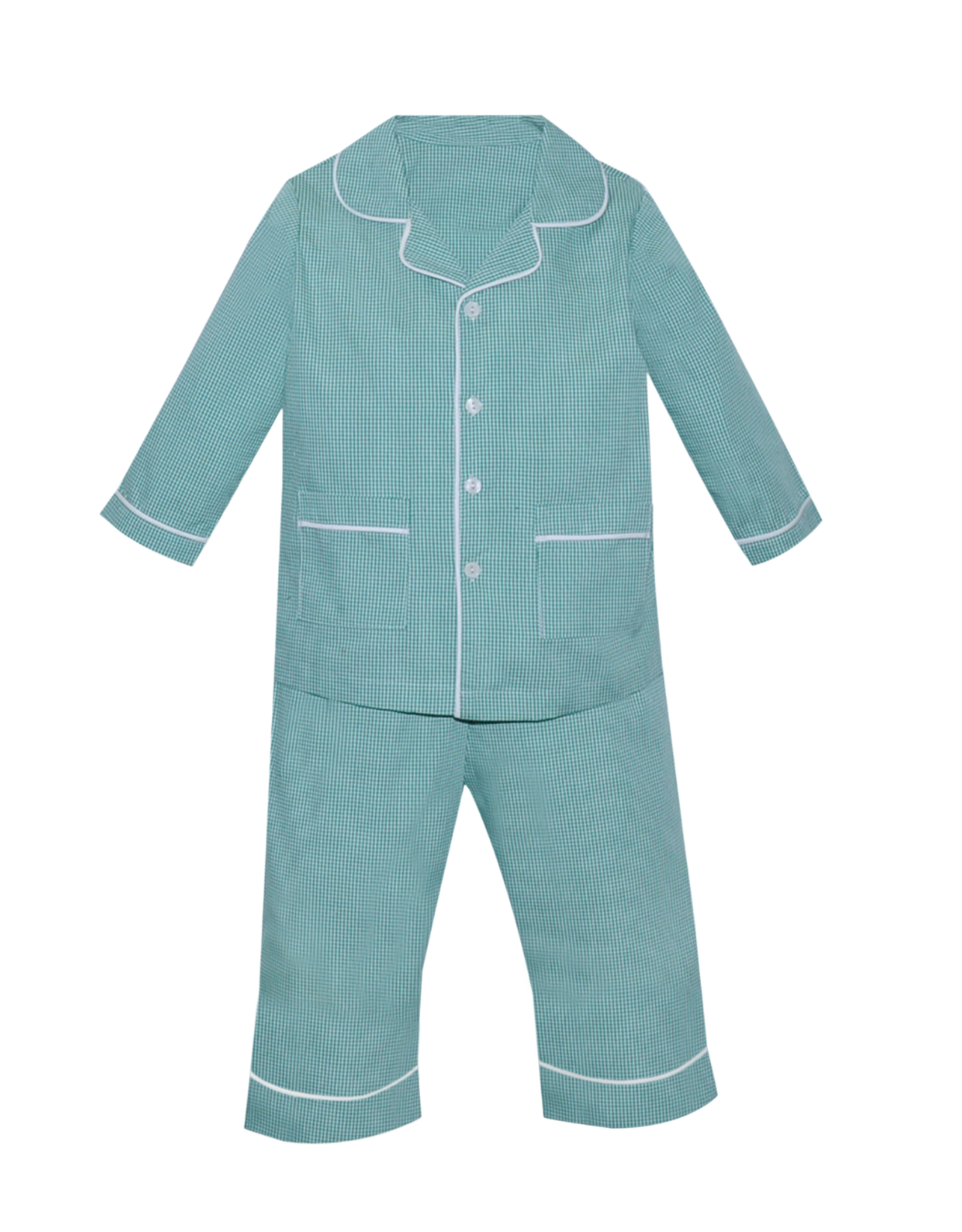 Remember Nguyen Landry Green Gingham Button Down PJ Set