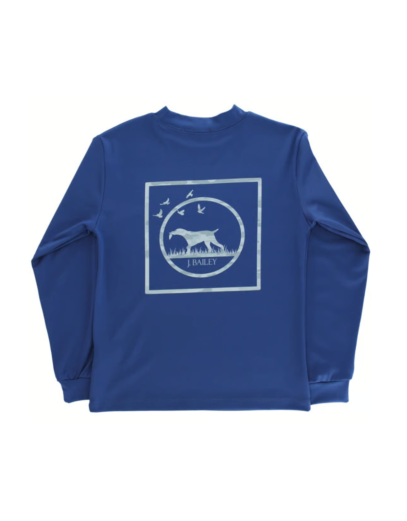 The Bailey Boys LS Performance Logo Tee, Camo Dog on Denim