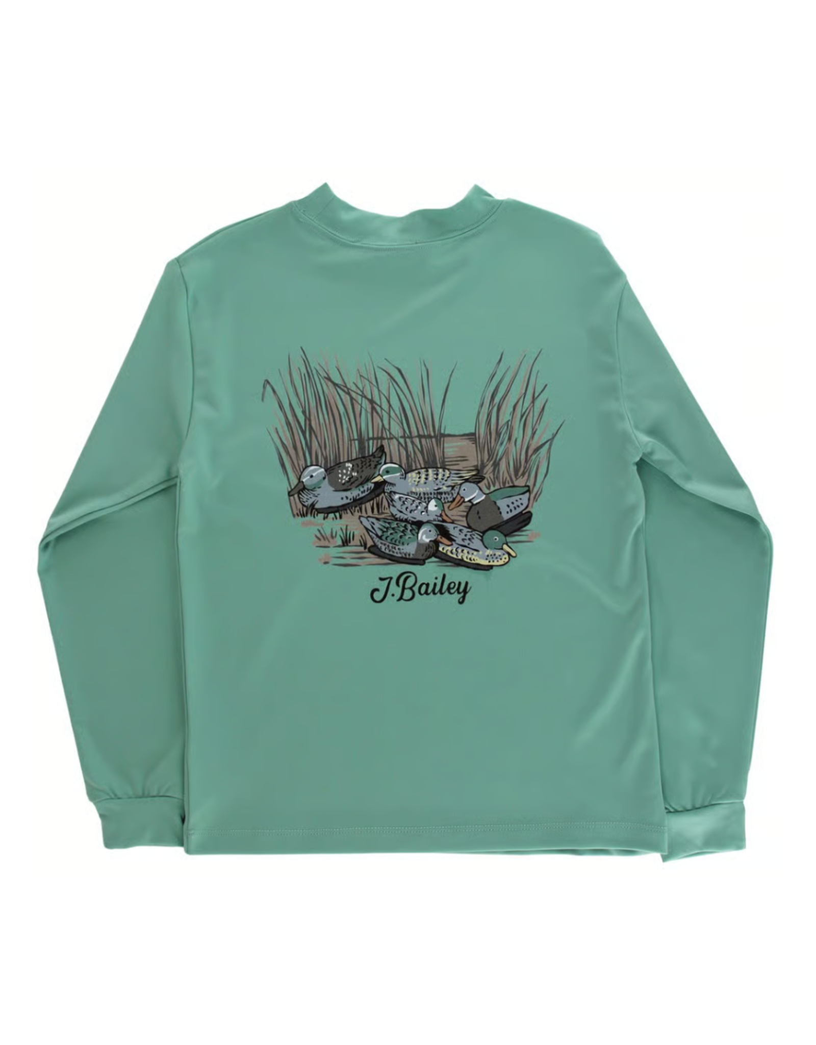 The Bailey Boys LS Performance Logo Tee, Decoy on Green