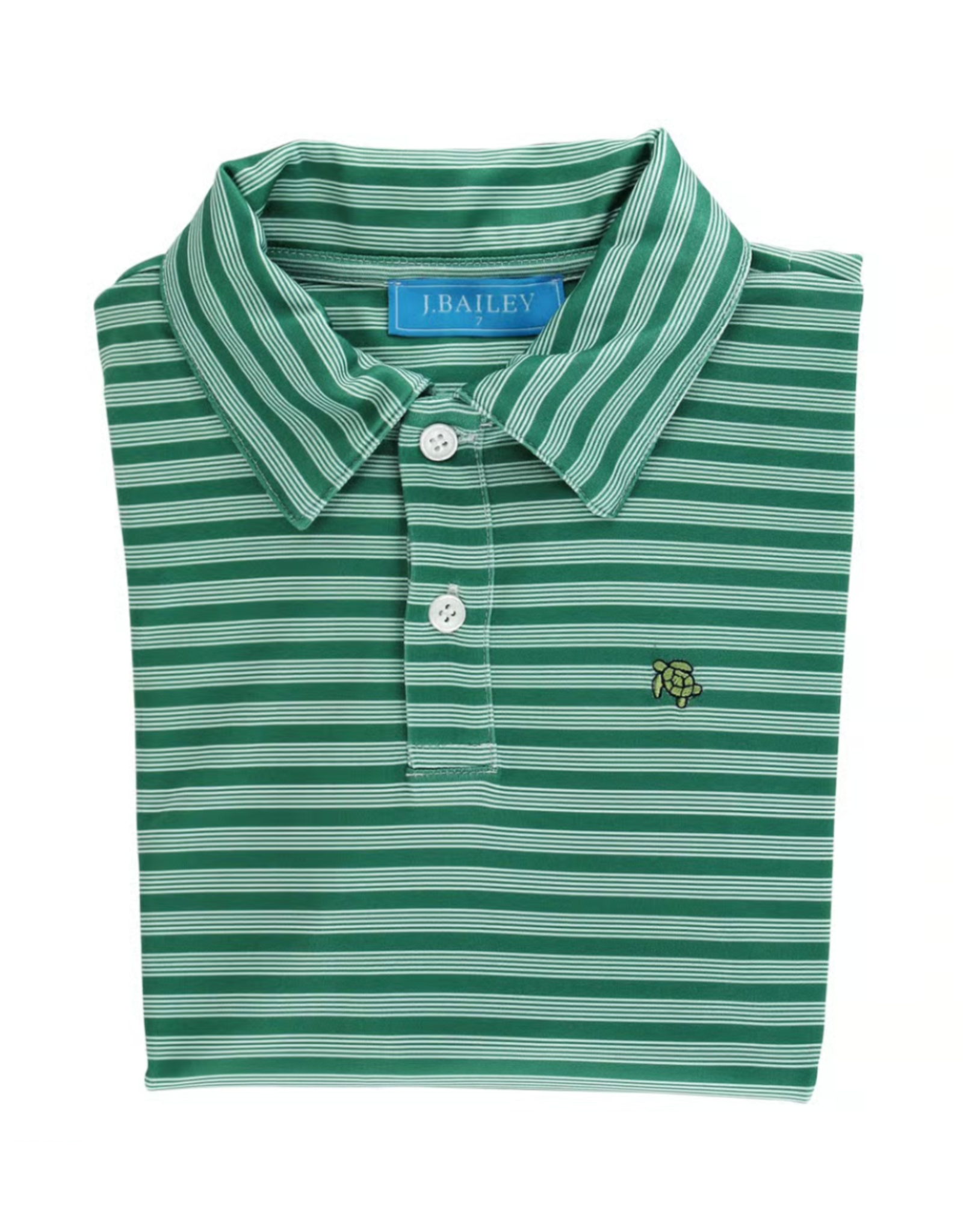 The Bailey Boys Harry LS Striped Performance Polo, Evergreen