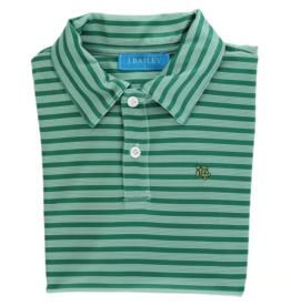 The Bailey Boys Harry LS Striped Performance Polo, Evergreen