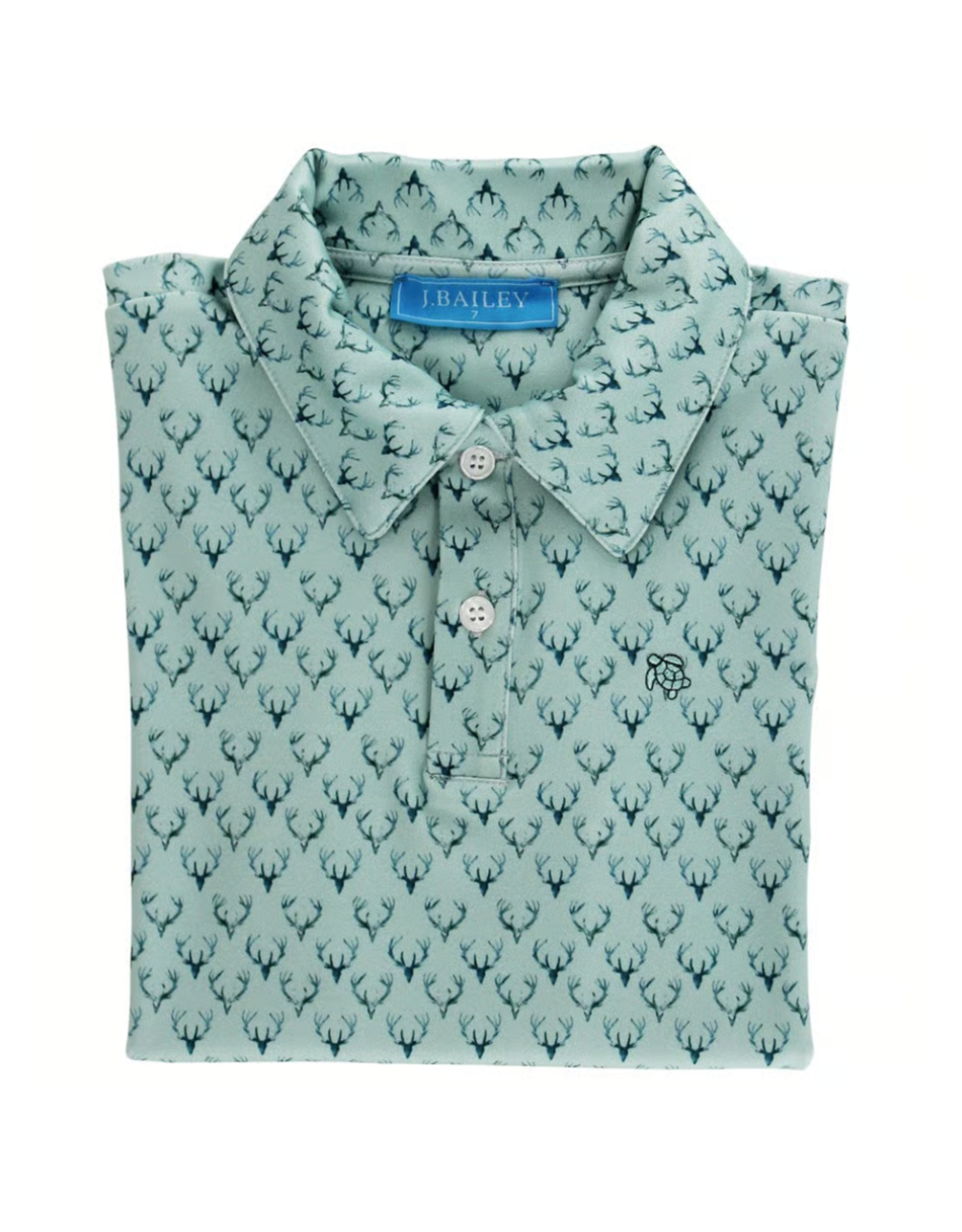 The Bailey Boys Henry SS Performance Polo, Antlers on Green