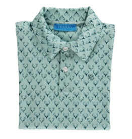 The Bailey Boys Henry SS Performance Polo, Antlers on Green