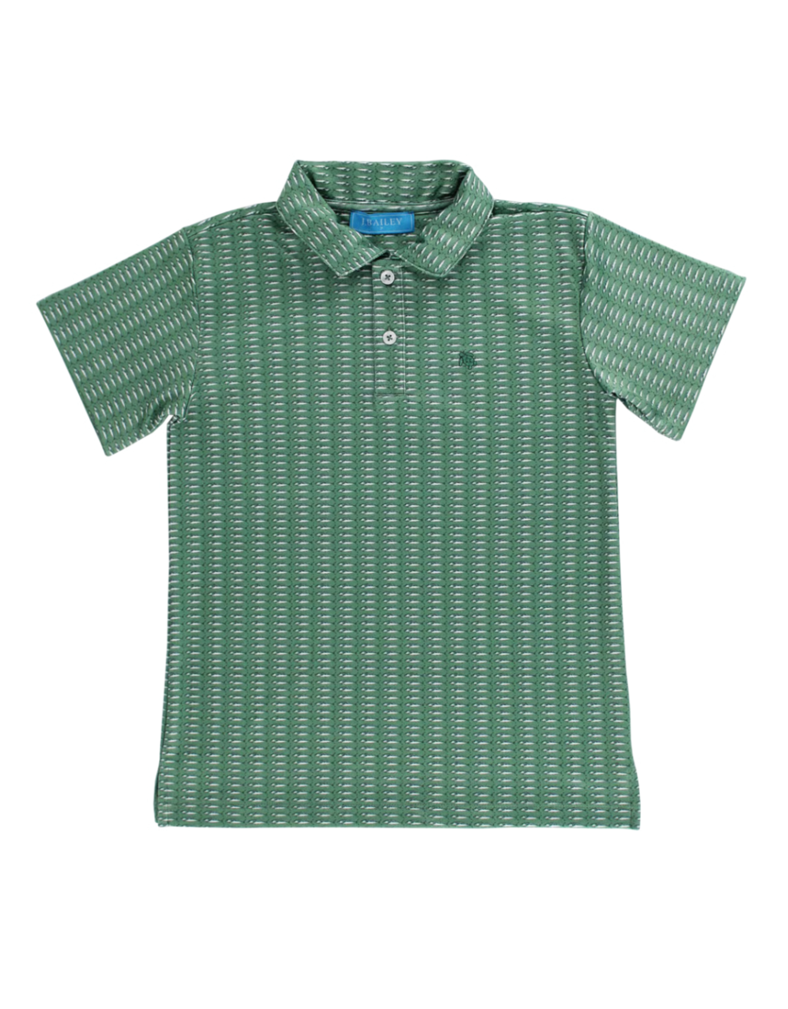 The Bailey Boys Henry SS Performance Polo, Green  Fish