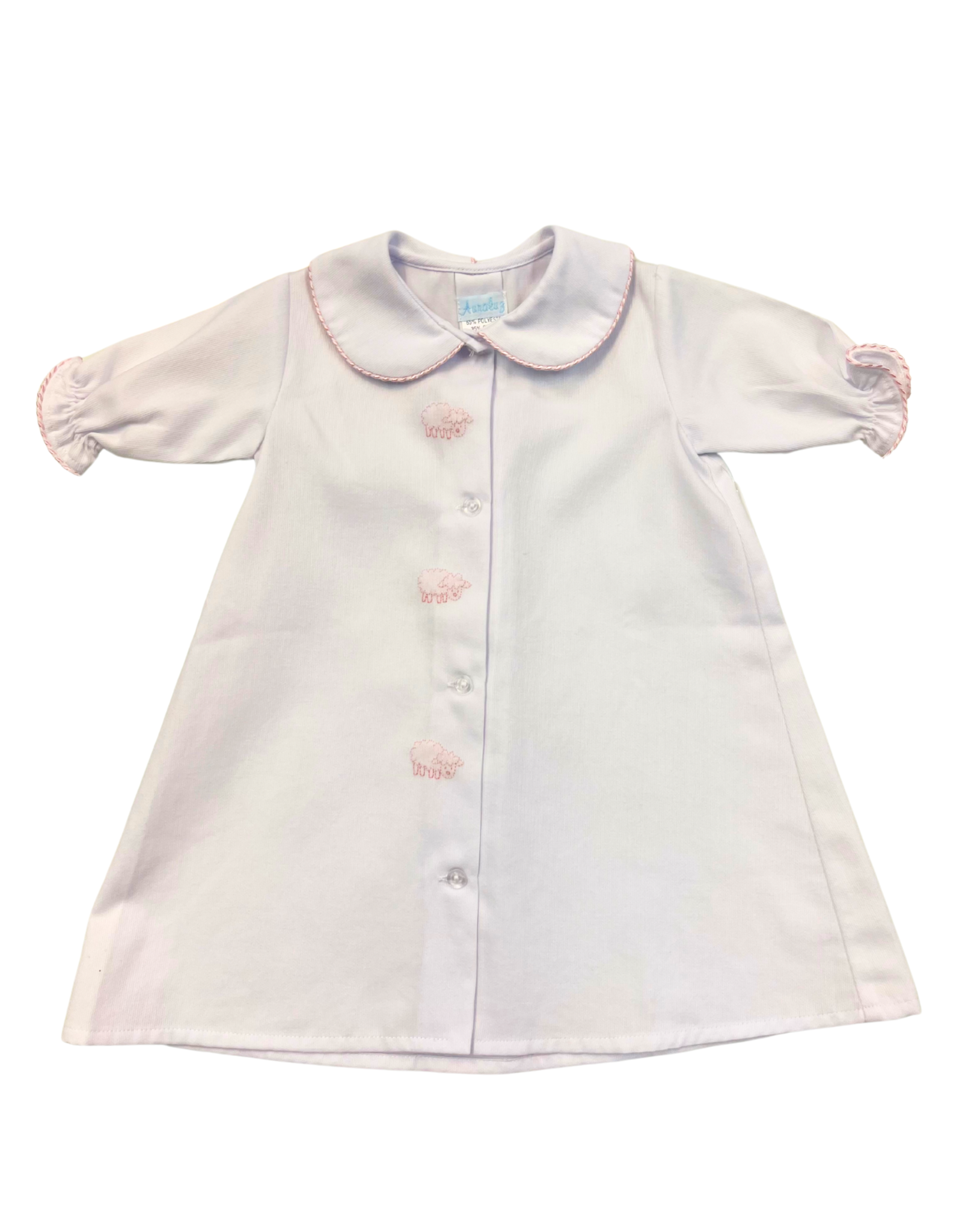 Auraluz White/Pink Pique Day Gown with Lamb