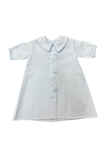 Auraluz White/Blue Pique Day Gown with Lamb