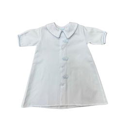 Auraluz White/Blue Pique Day Gown with Lamb