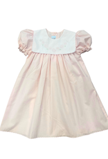 Auraluz Pink Square Collar Flower Emb SS Dress