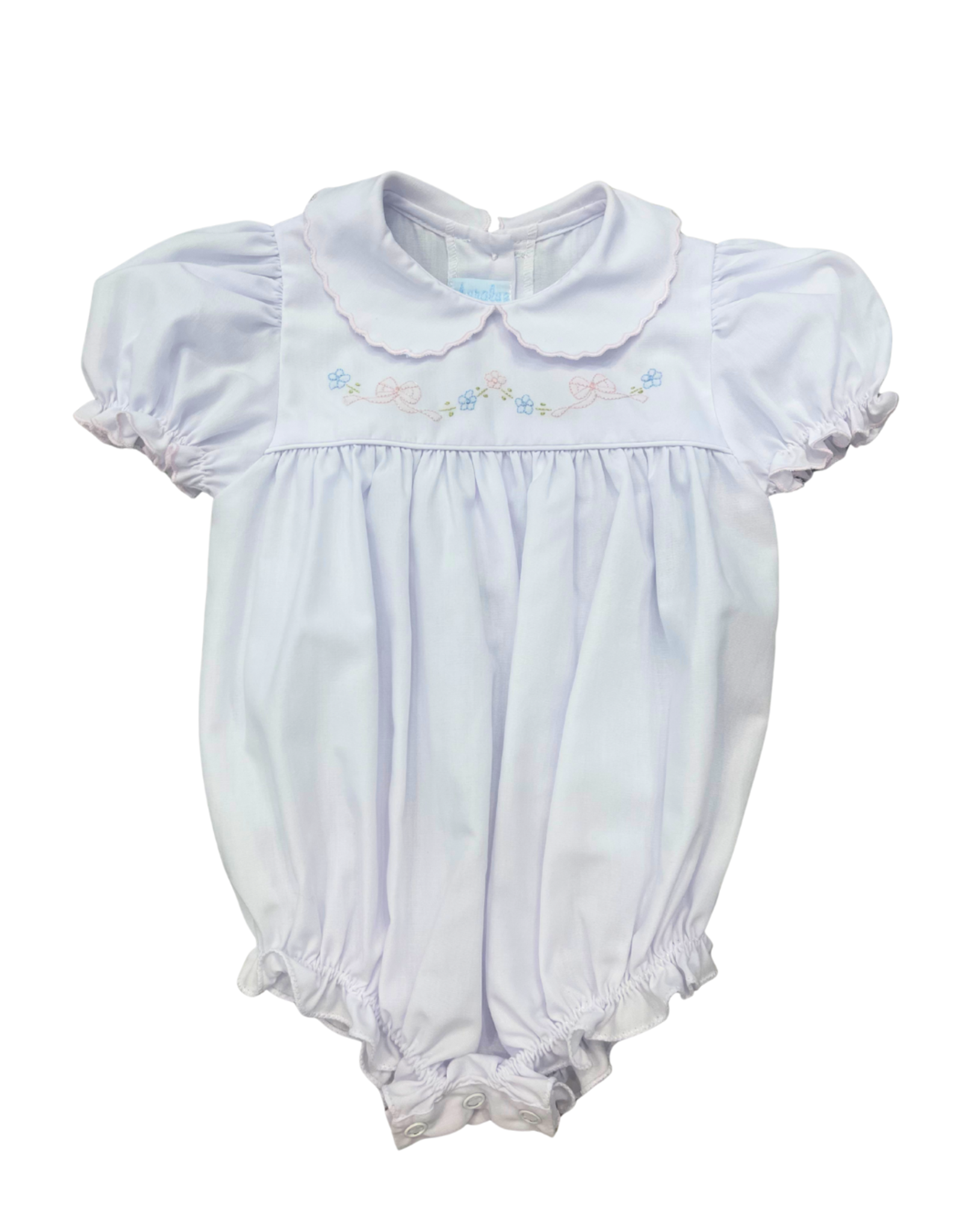 Auraluz White w/ Pink Tiny Bow Embroidered Bubble