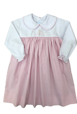 Auraluz Pink Bow Ribbon Long Sleeve Dress