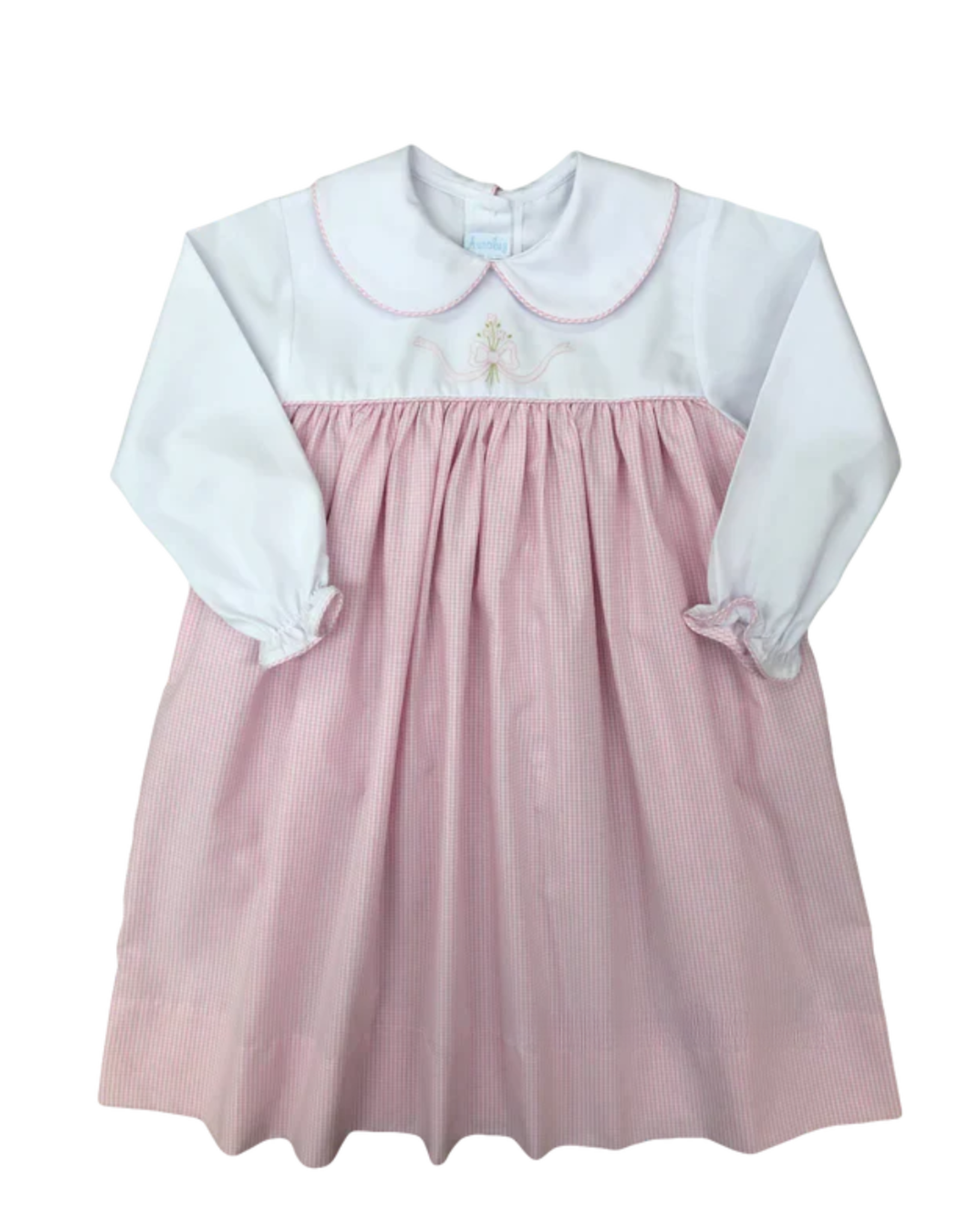 Auraluz Pink Bow Ribbon Long Sleeve Dress