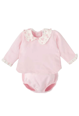 Babidu Pink Diaper Set w/ Floral Collar