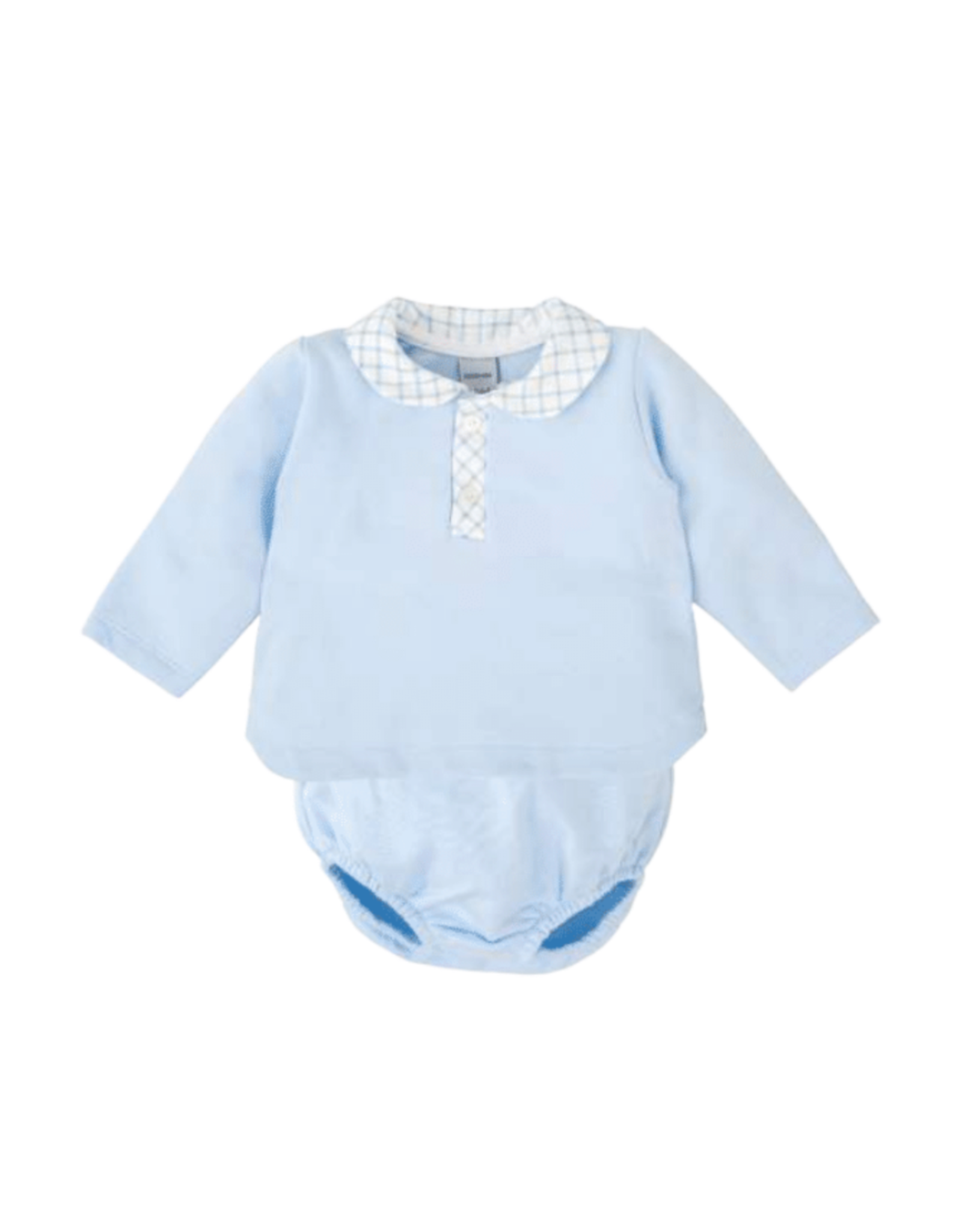Babidu Sky Blue Diaper Set w/ Check Collar