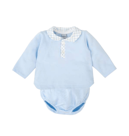 Babidu Sky Blue Diaper Set w/ Check Collar
