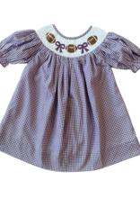 Shop Teeta Kate Dress, Purple Gingham Football Bishop Smock