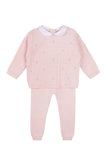 Feltman Brothers Girls Peter Pan Cable Knit Set, Pink