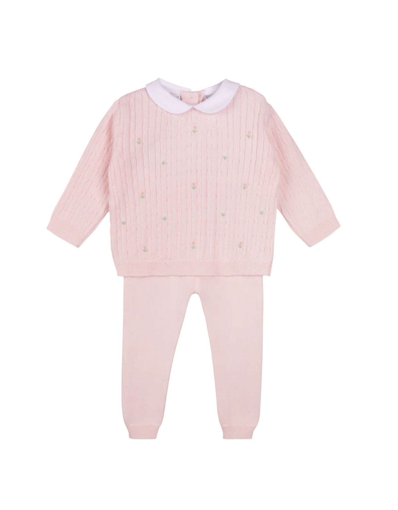 Feltman Brothers Girls Peter Pan Cable Knit Set, Pink