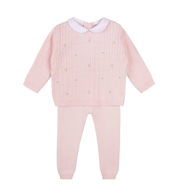 Feltman Brothers Girls Peter Pan Cable Knit Set, Pink