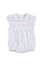 Baby Loren Sally Pink Dots Hand Smocked Pima Bubble