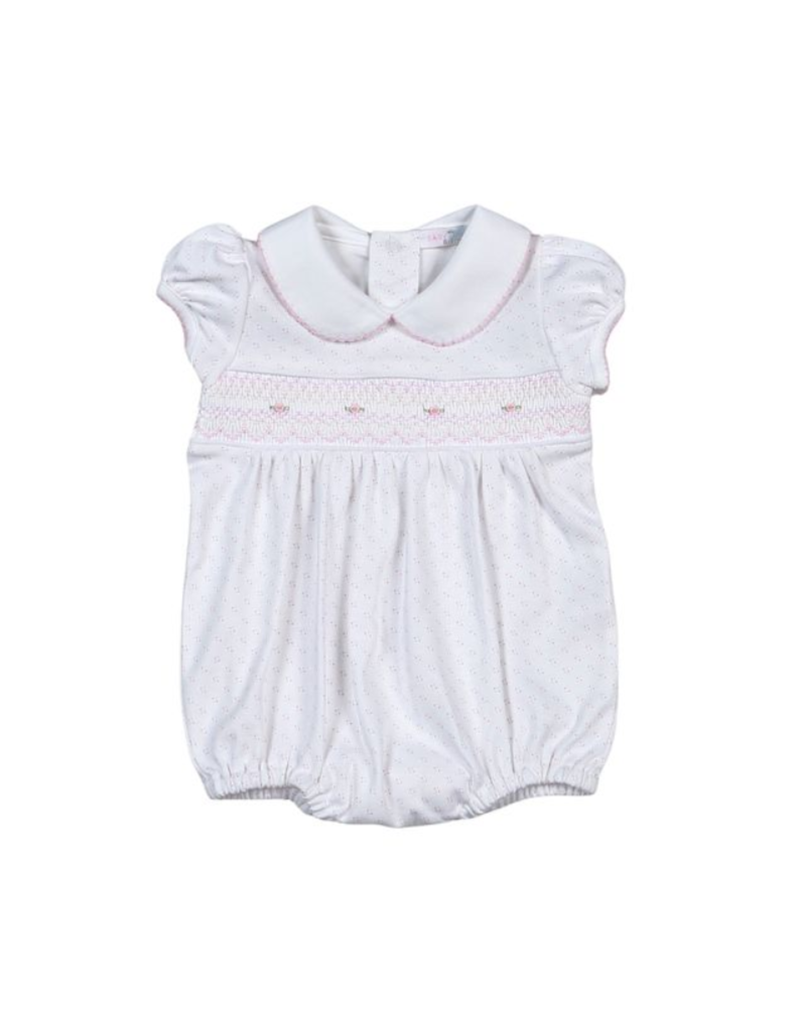 Baby Loren Sally Pink Dots Hand Smocked Pima Bubble