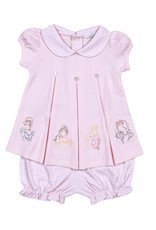 Baby Loren Princess Applique Pink Pima Bloomer Set
