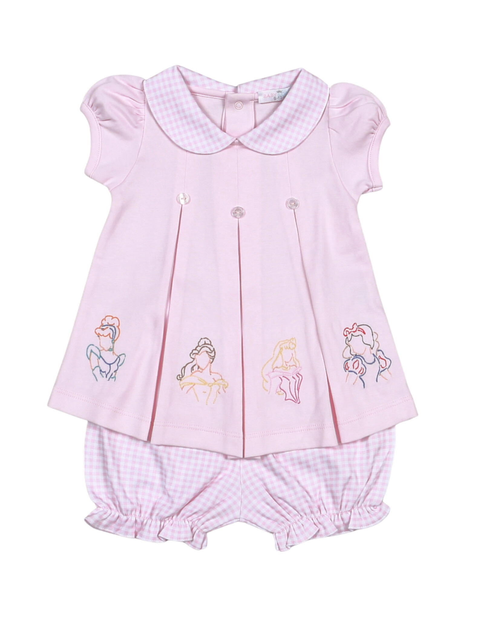 Baby Loren Princess Applique Pink Pima Bloomer Set