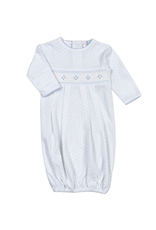 Baby Loren Tim Blue Dots Hand Smocked Pima Gown