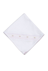 Baby Loren Sally Pink Dots Hand Smocked Pima Receiving Blanket