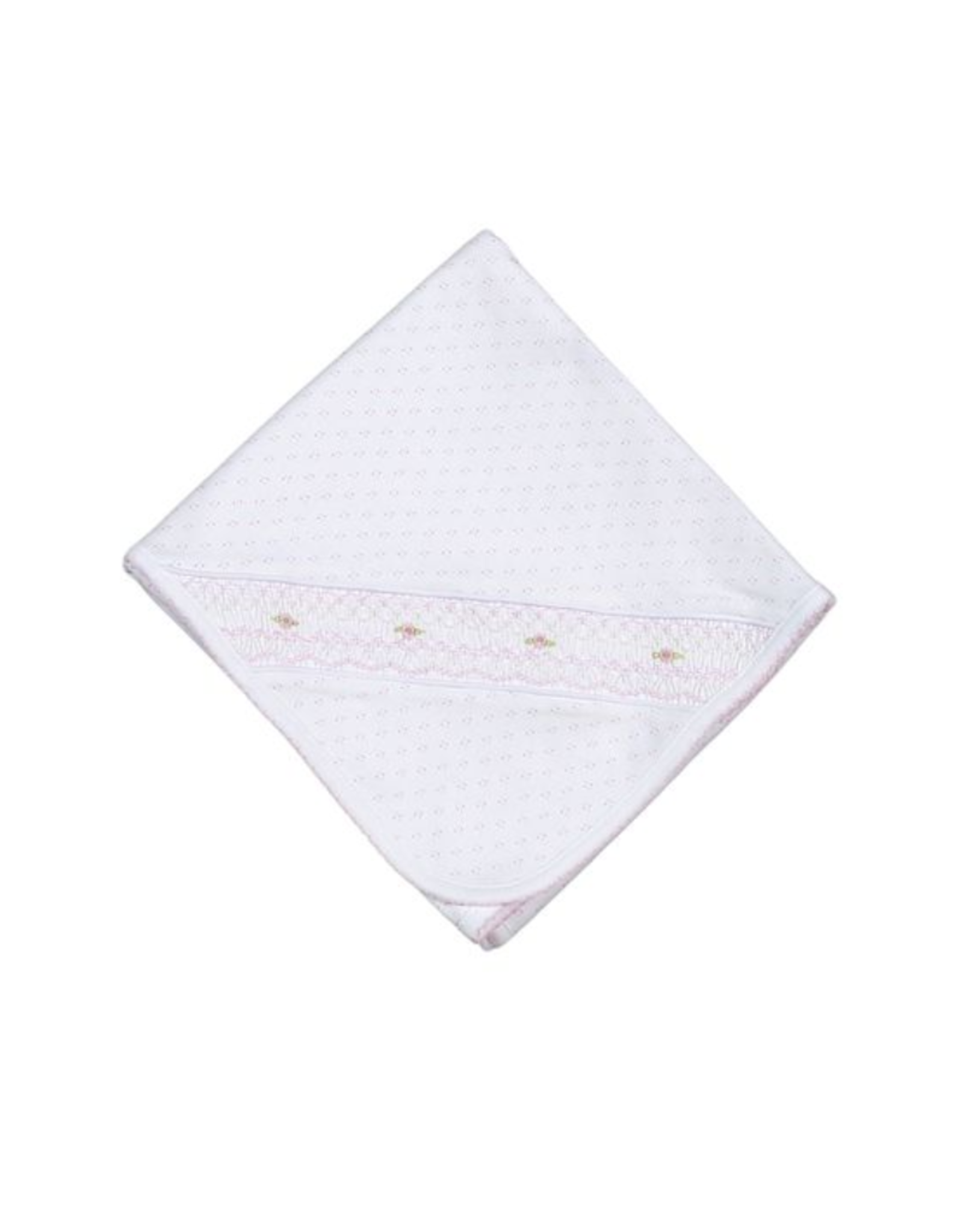 Baby Loren Sally Pink Dots Hand Smocked Pima Receiving Blanket