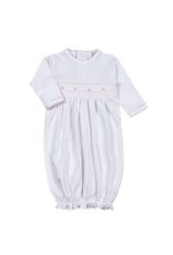 Baby Loren Sally Pink Dots Hand Smocked Pima Gown
