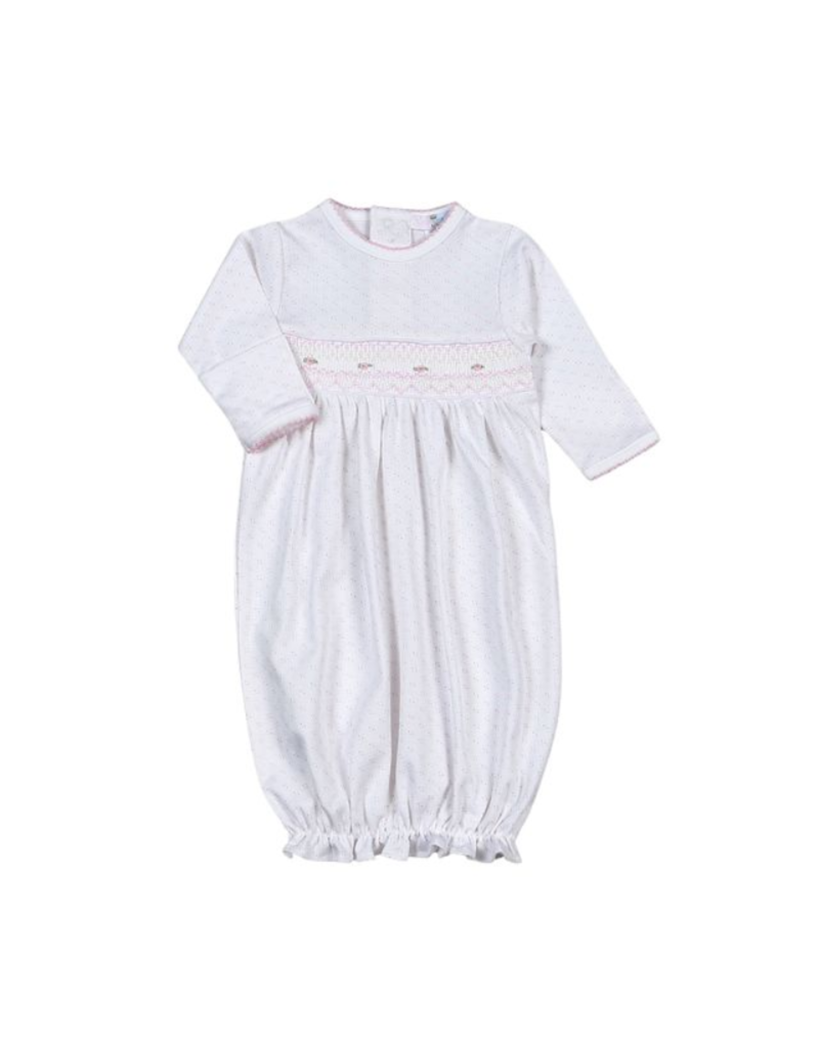 Baby Loren Sally Pink Dots Hand Smocked Pima Gown