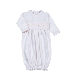 Baby Loren Sally Pink Dots Hand Smocked Pima Gown